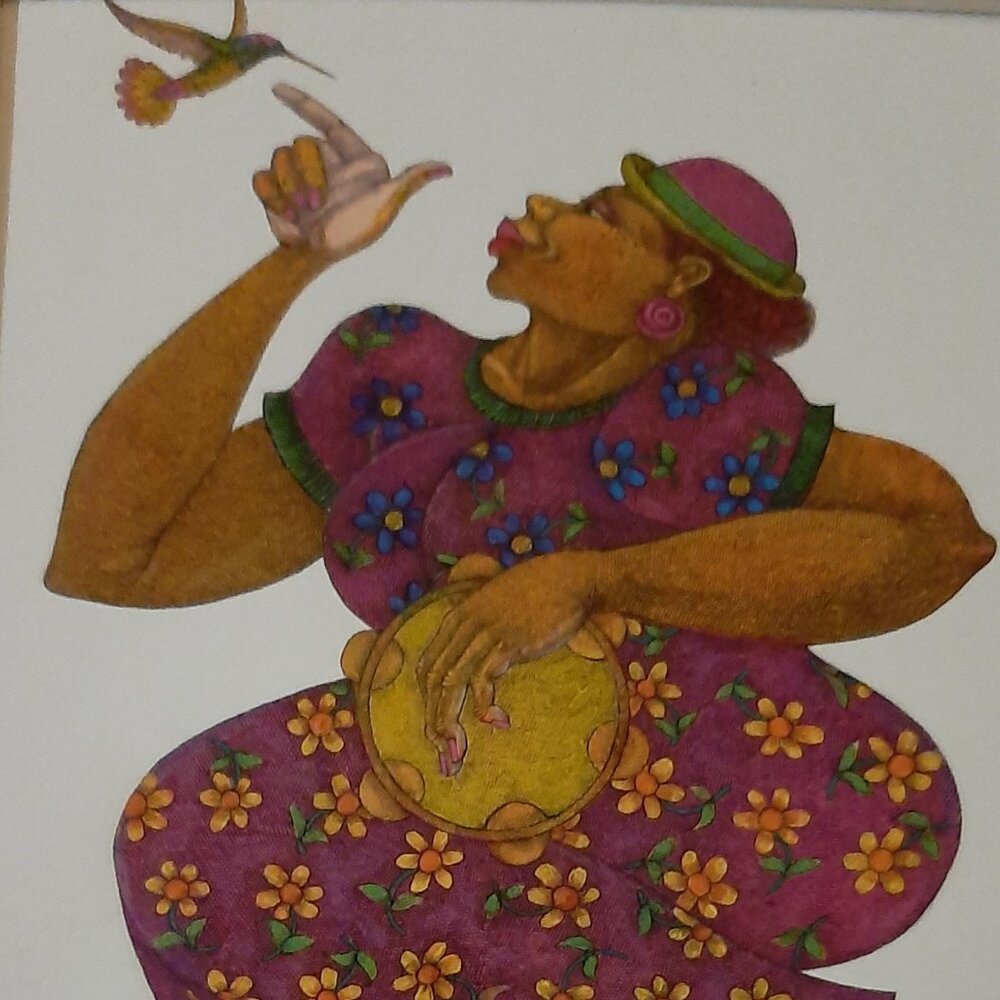 Custom Framed African American Art Print / HAPPY by Charles Bibbs / 8" x 10"